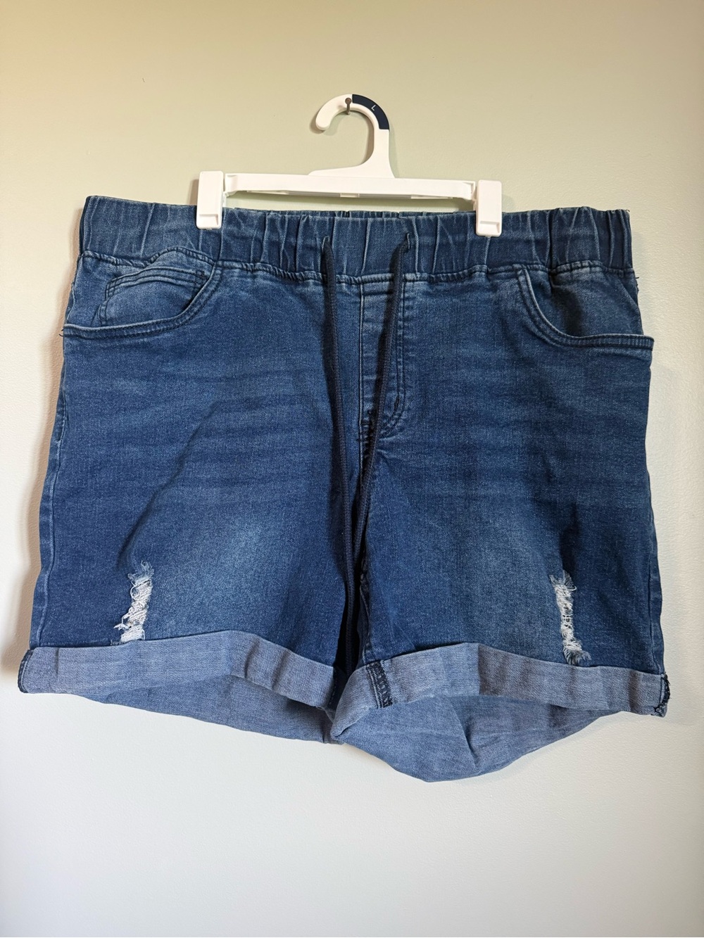 BloomChic Dark Blue Rolled Cuff Denim Shorts